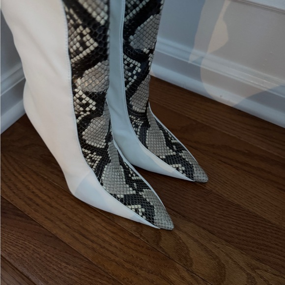 Good American White Leather Snakeskin OTK Boots. Size 6. Perfect. - Picture 7 of 9